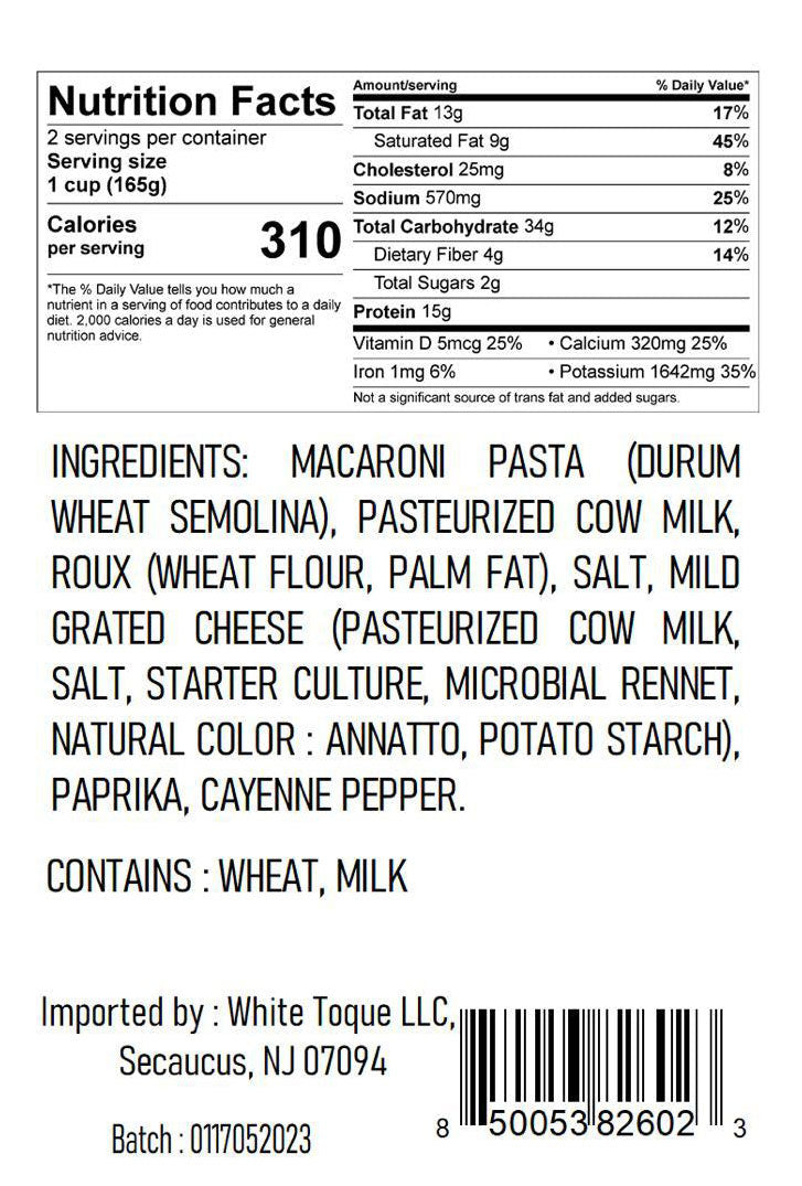 Aged Cheddar Mac & Cheese Nutrition